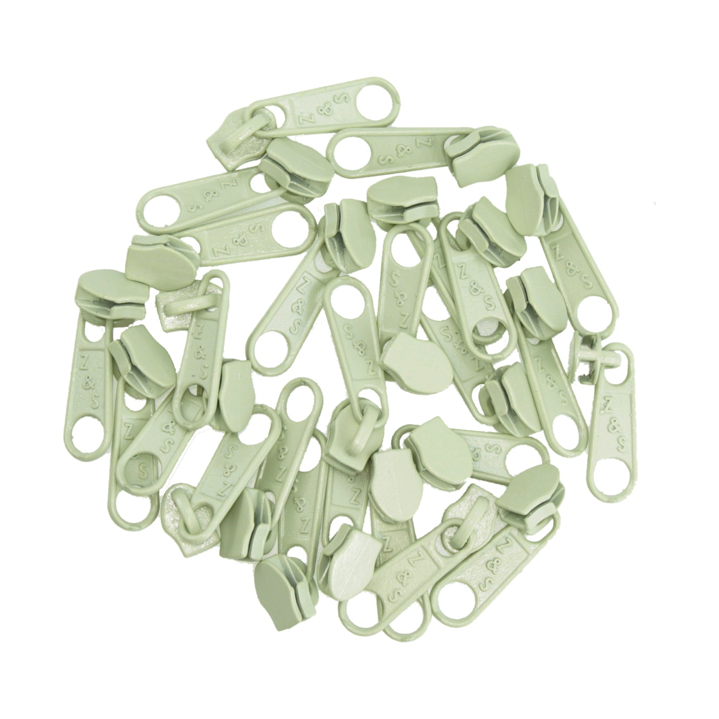ZIPP AND SLIDE - 25 slider, pastel green - nickel free - suitable for our 3 mm endless zipper ZN30