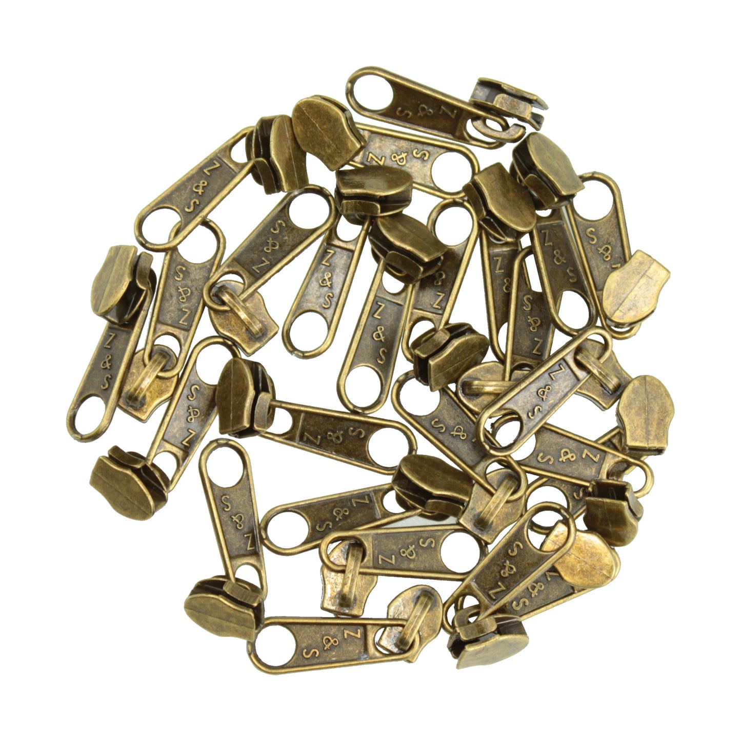 ZIPP AND SLIDE - 25 slider, antique brass - nickel free - suitable for our 3 mm endless zipper ZN30