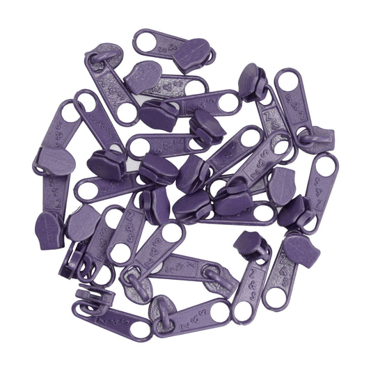 ZIPP AND SLIDE - 25 slider, Aubergine - Nickel-free - Suitable for our 3 mm endless zipper ZN30